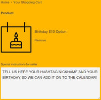 Birthday $10 Option